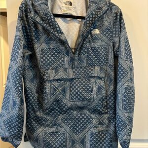 The North Face Navy and White Geometric very lightweight jacket/rainjacket
